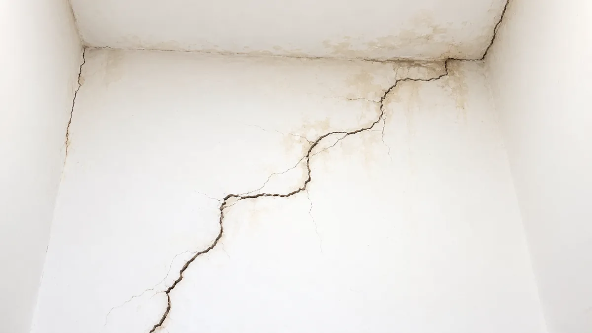 Before waterproofing showing wall cracks and seepage